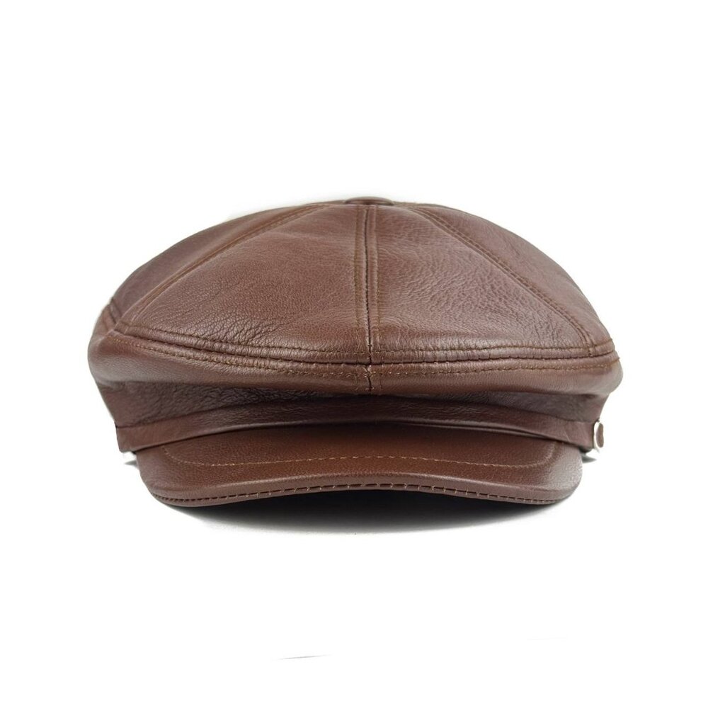 Leather Flat Cap Men's Newsboy Hat Cabbie Beret Real Leather Hat | Ascot Hat